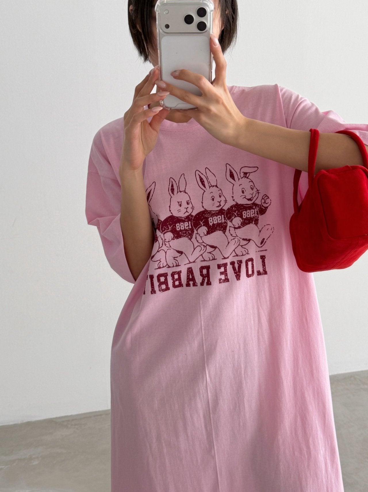 Love Rabbit Oversized Cotton T-Shirt Dress