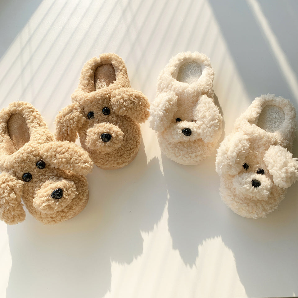 Fluffy Adorable Poodle Slippers - Golden Doodle Home Slippers
