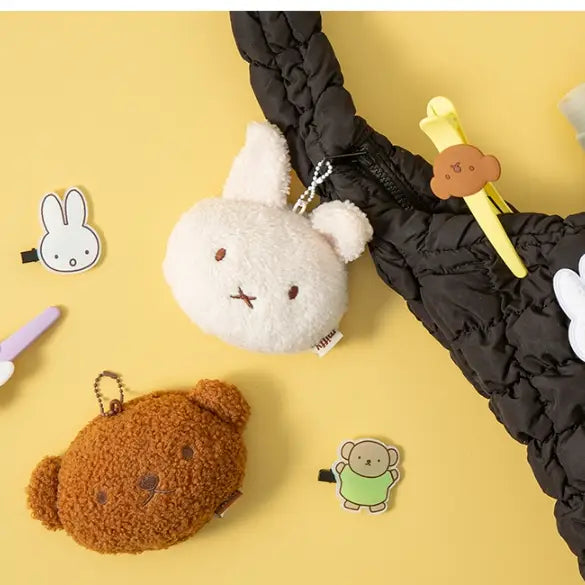 Miffy & Boris Plush Mirror Keychain – Soft Sherpa Edition