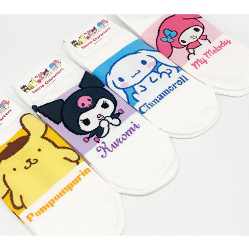 Sanrio No show sneakers Cotton Socks-Official Kuromi, Cinnamoroll, My melody, gudetama- Stretch Socks, School shoe socks