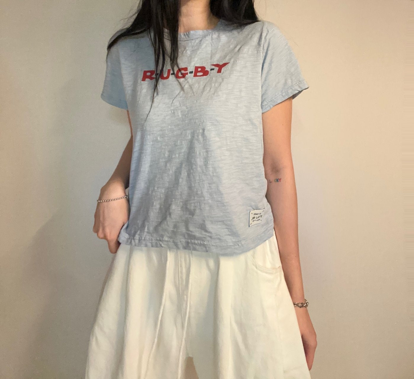 RUGBY Slub Cotton Tee natural wrinkled finish Made in Korea - Luckyplanetusa