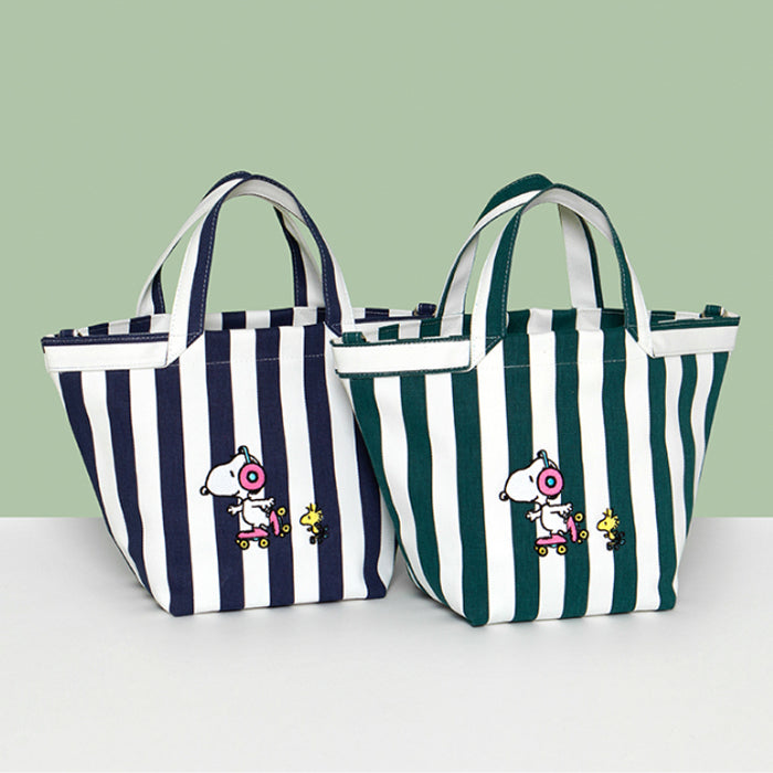 Snoopy Striped Canvas Tote Bag (Official Licensed) - Luckyplanetusa