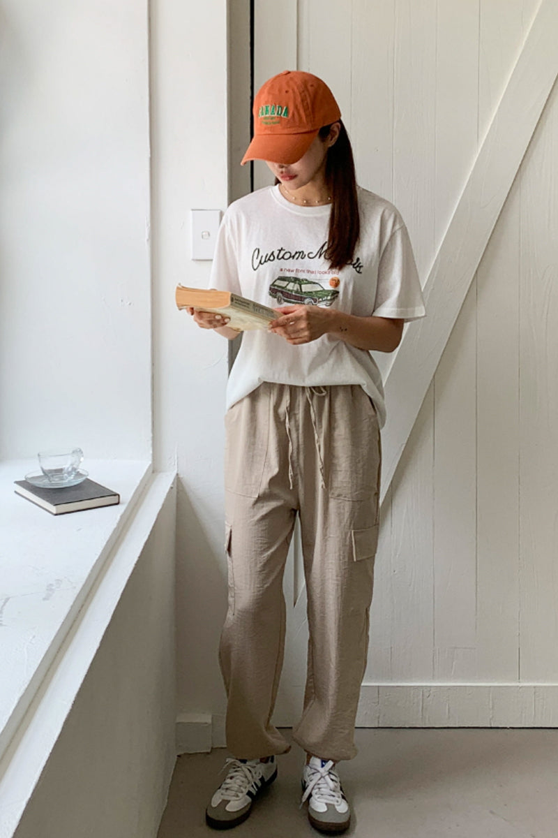 Linen Touch Utility Cargo Jogger Pants - Luckyplanetusa