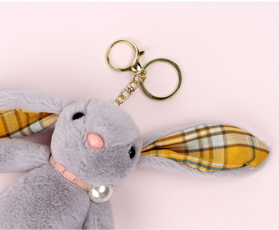 Pearl Rabbit Plush Doll Keyring (Random Color)