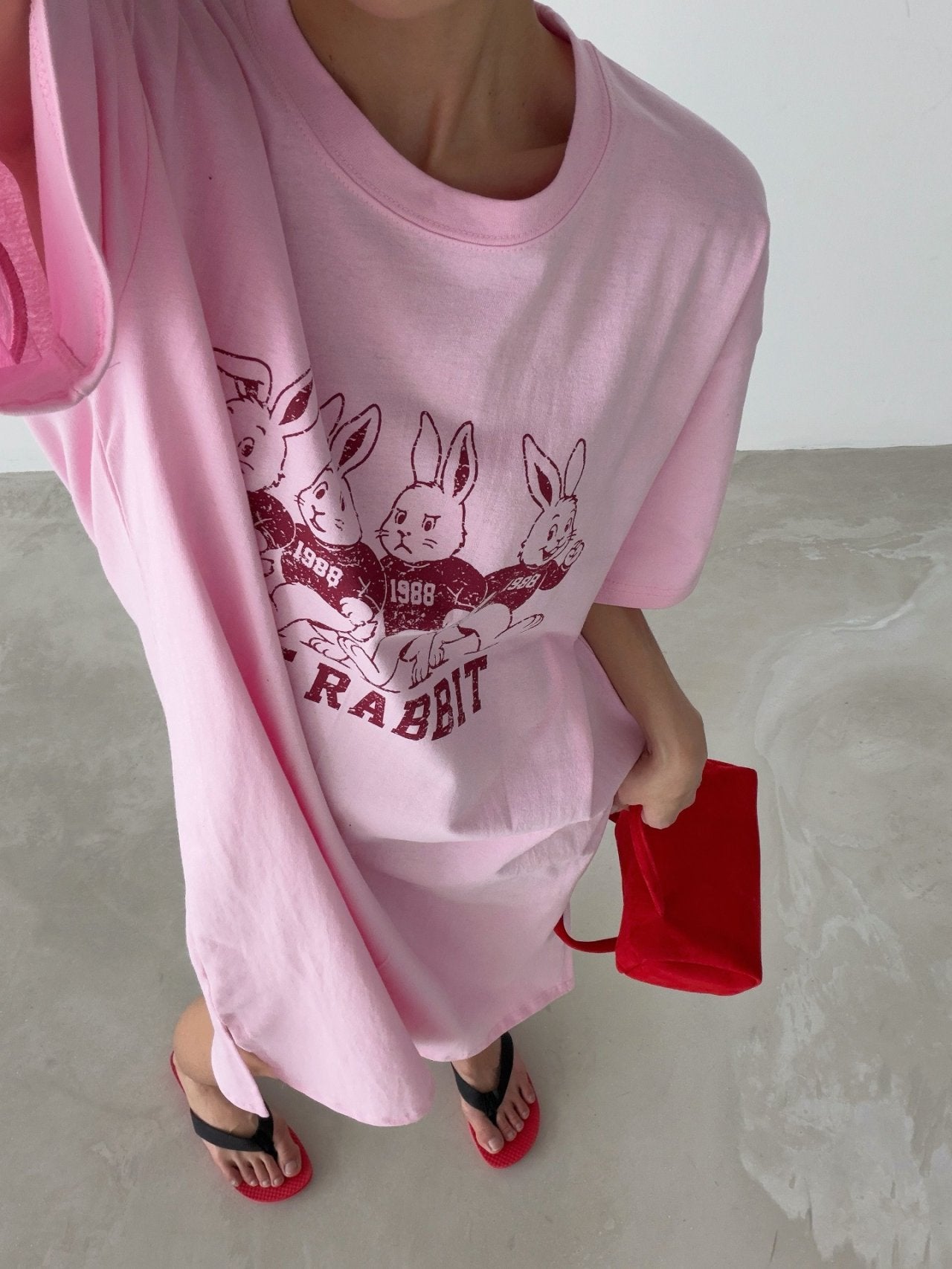 Love Rabbit Oversized Cotton T-Shirt Dress