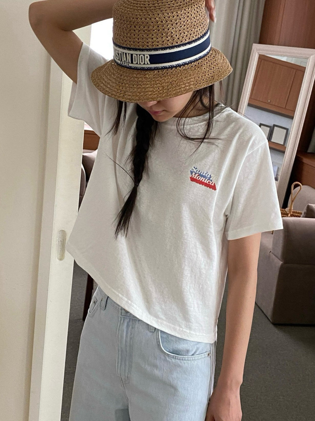Santa Monica Vintage Crop Tee Made in Korea - Luckyplanetusa
