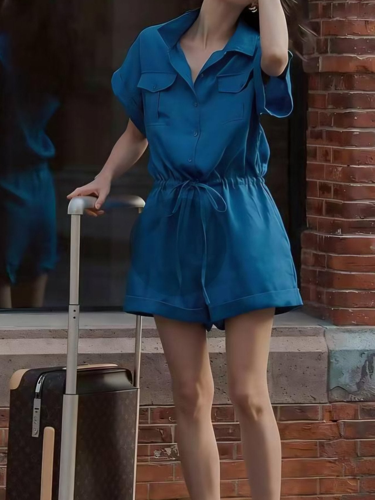 Linen Breeze Utility Romper - Luckyplanetusa