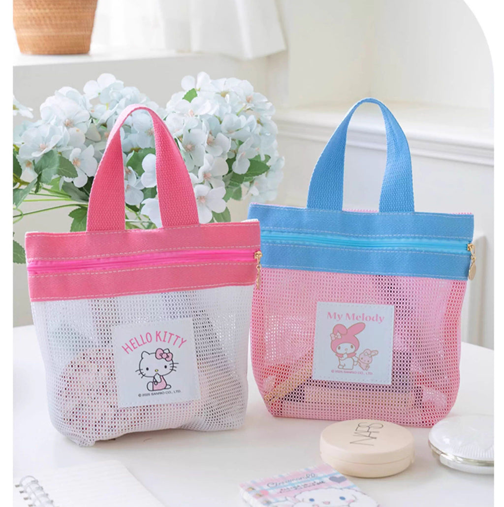 Sanrio Mesh Mini Tote Bag – 4 Styles (Hello Kitty / Pochacco / My Melody / Kuromi)