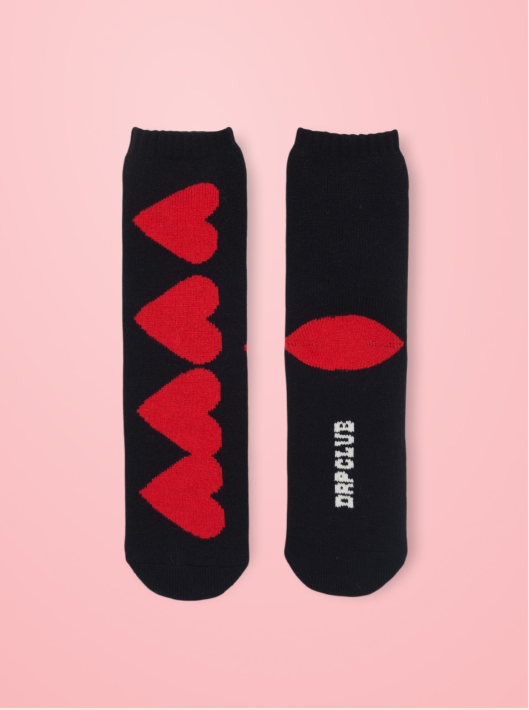 DRP Lounge Sleep Socks – Heart Parade Black
