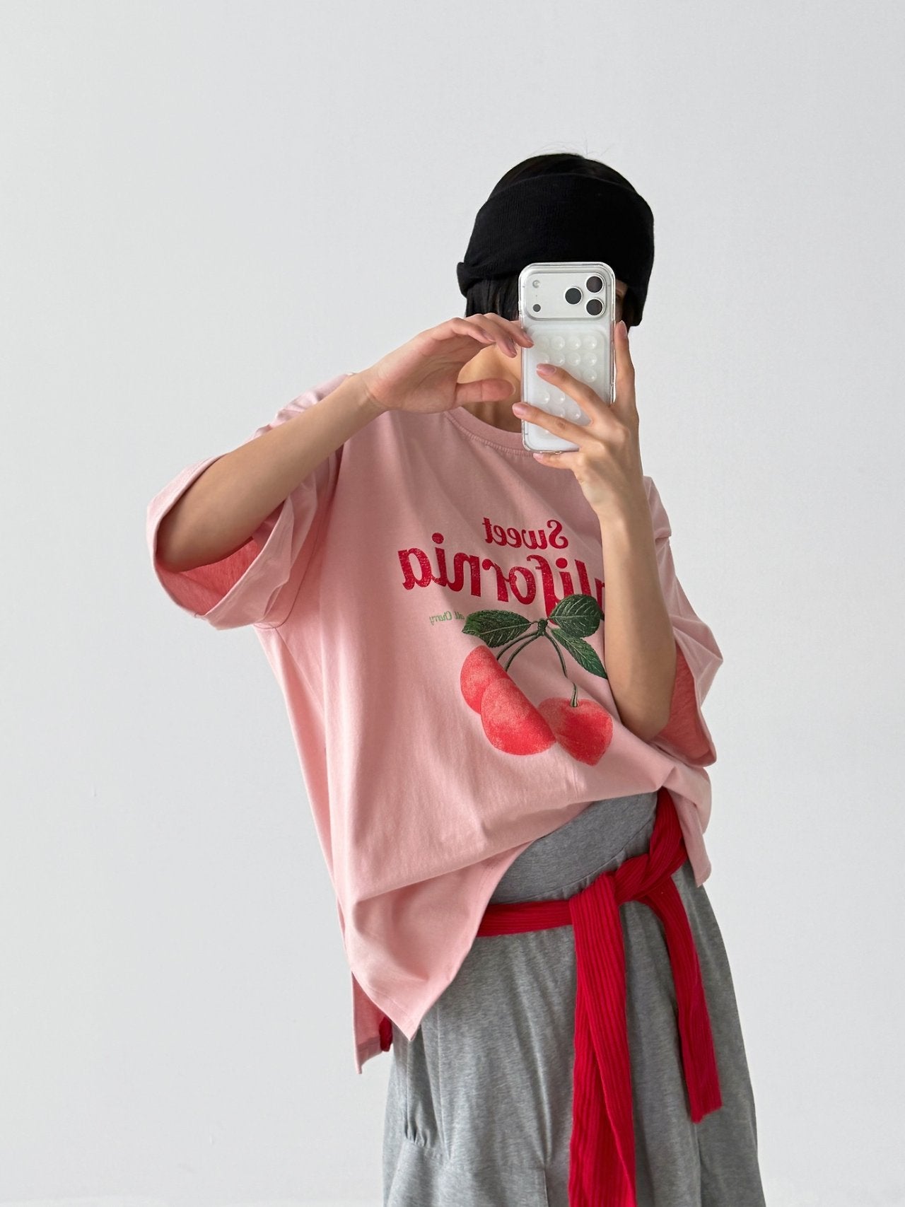 Retro Cherry Oversized Cotton Tee