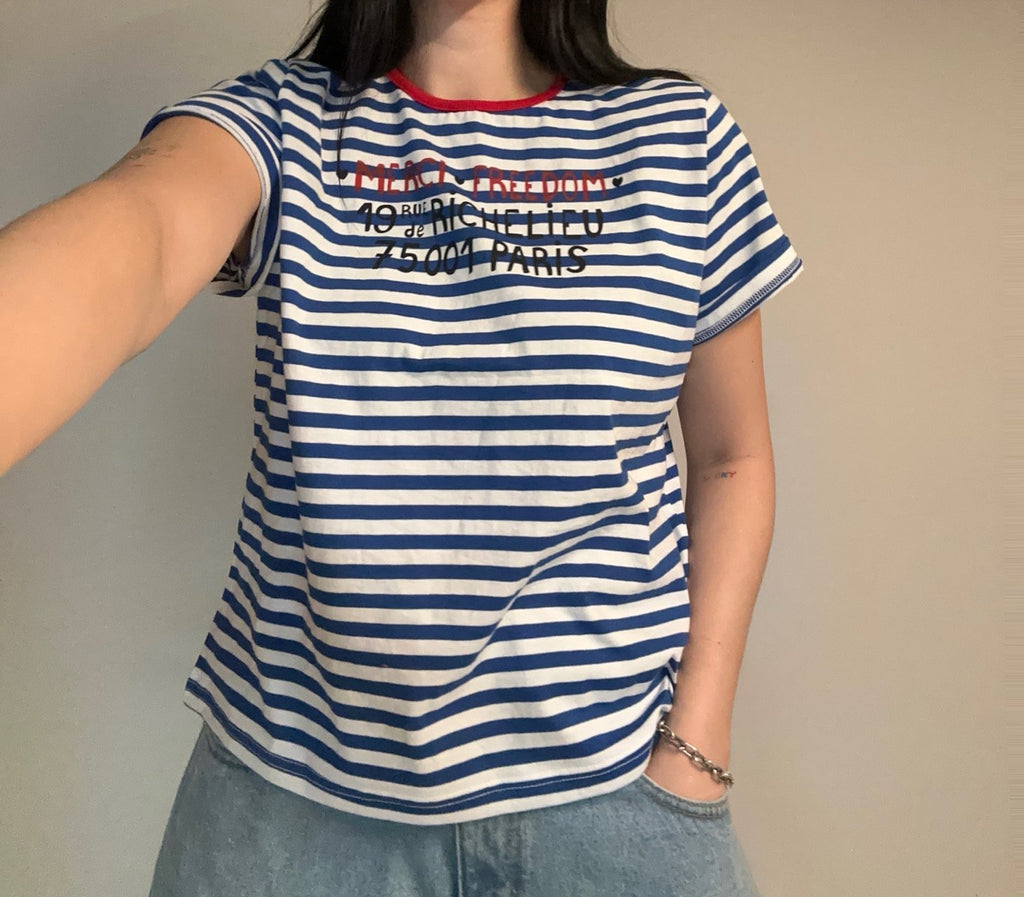 Paris Stripe Graphic Tee - Luckyplanetusa