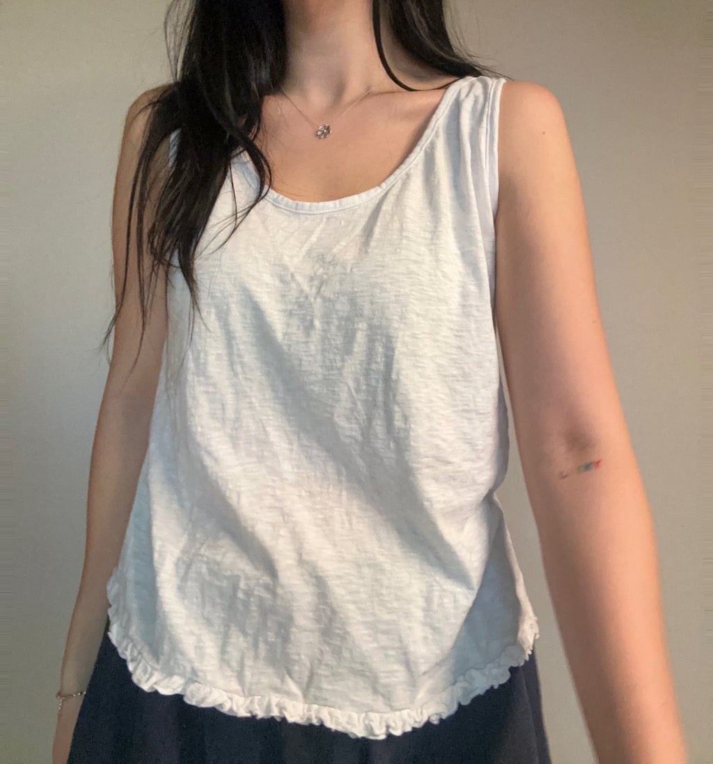 Soft Frill 100% Cotton Sleeveless Top Made in Korea - Luckyplanetusa