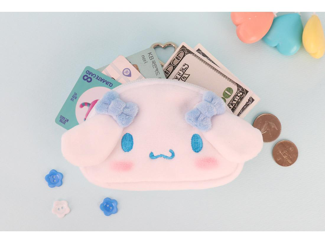 Cinnamoroll Fluffy Coin Pouch with Keychain and Mirror