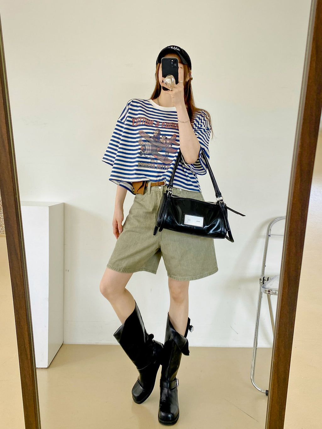 Vintage Pilot Stripe Crop Tee - Luckyplanetusa
