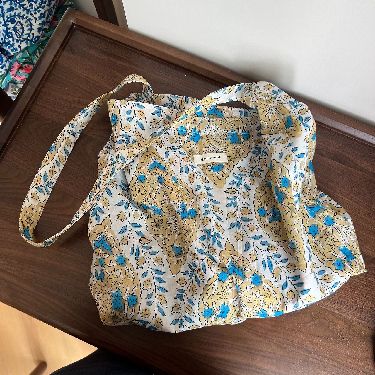 Bohemian Garden Hand Print Cotton Tote Bag - Luckyplanetusa