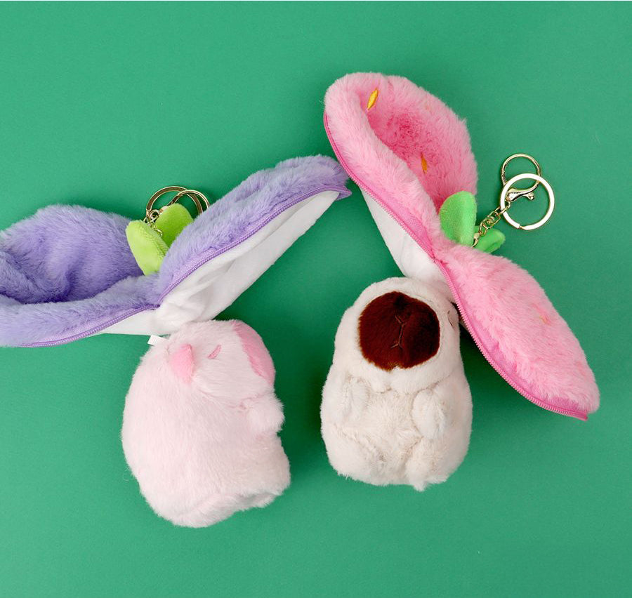 Fruit Zipper Capybara Plush Keyring (Random)