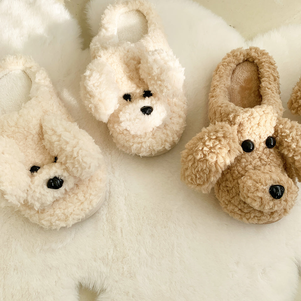 Fluffy Adorable Poodle Slippers - Golden Doodle Home Slippers – Little ...