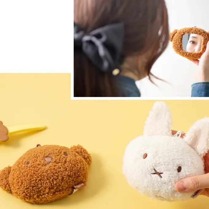 Miffy & Boris Plush Mirror Keychain – Soft Sherpa Edition