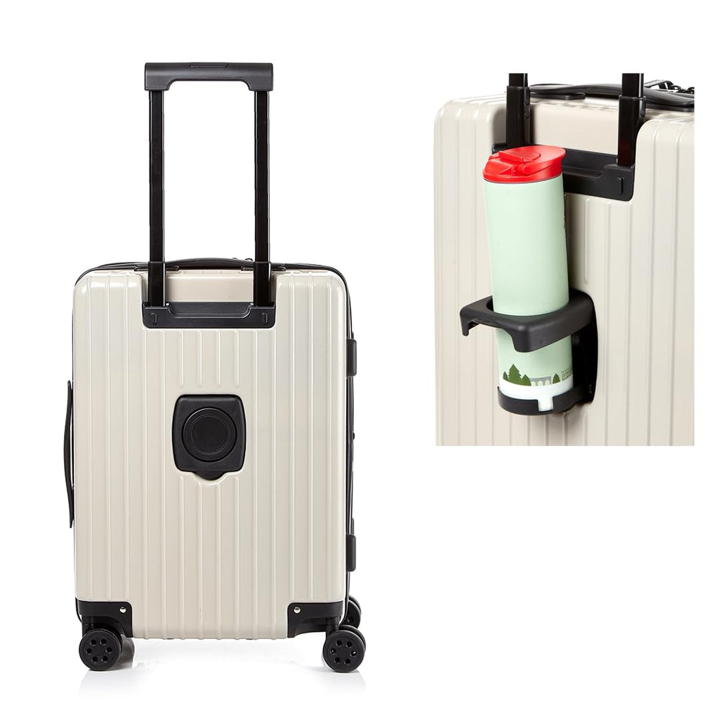 Gobeyond carry on suitcase Ivory with laptop pocket and cup holder 21"