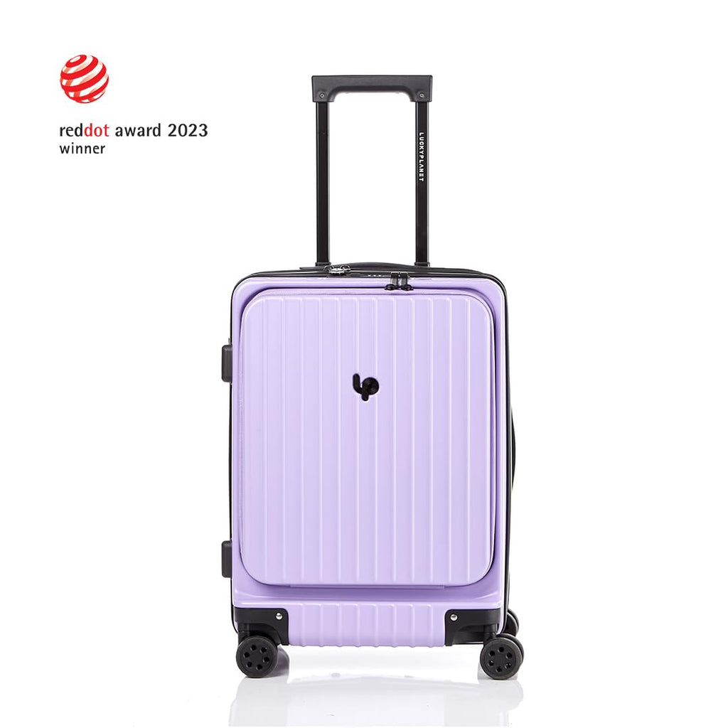 Gobeyond carry on suitcase Purple with laptop pocket and cup holder