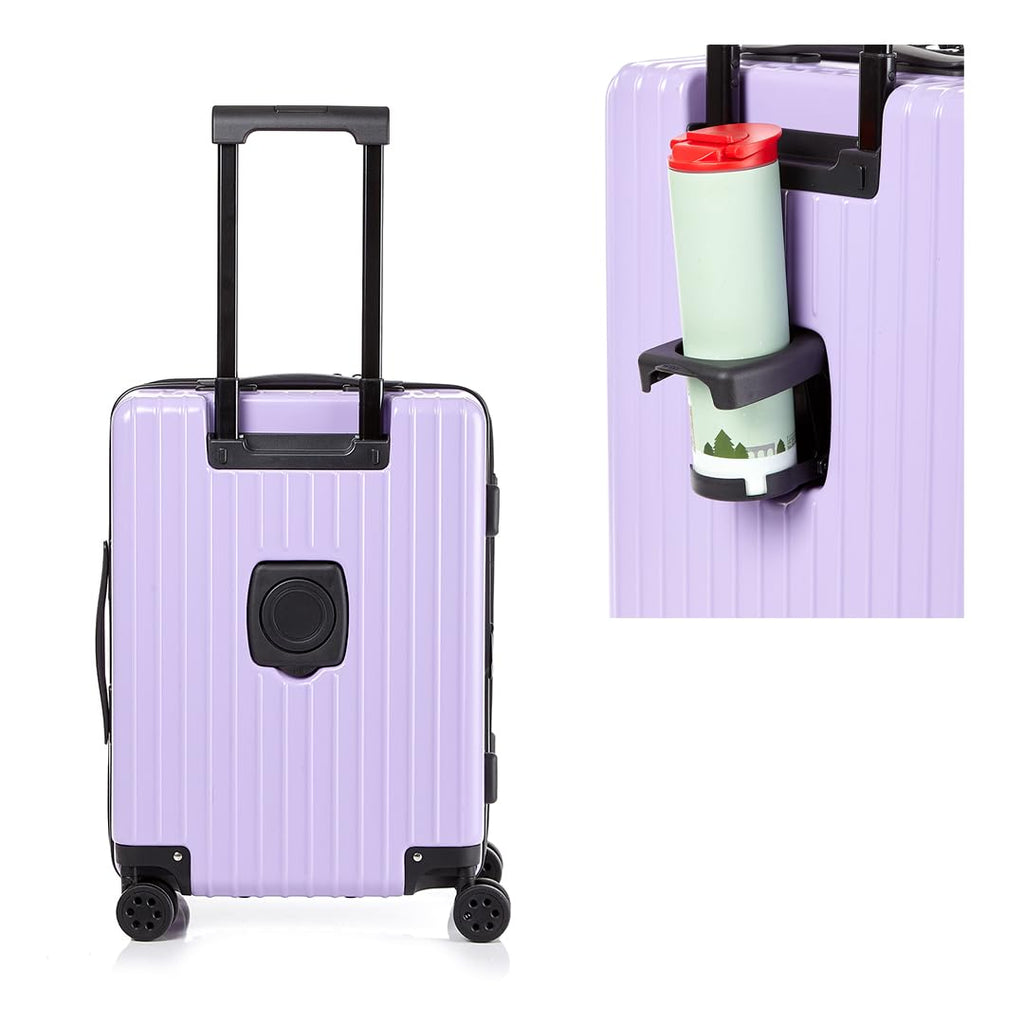 Gobeyond carry on suitcase Purple with laptop pocket and cup holder