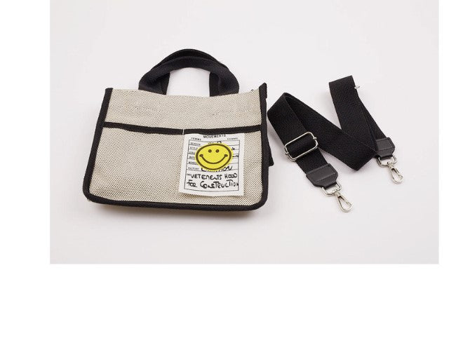 Daily Smile Canvas Body Cross Shoulder Tote Bag with Pocket