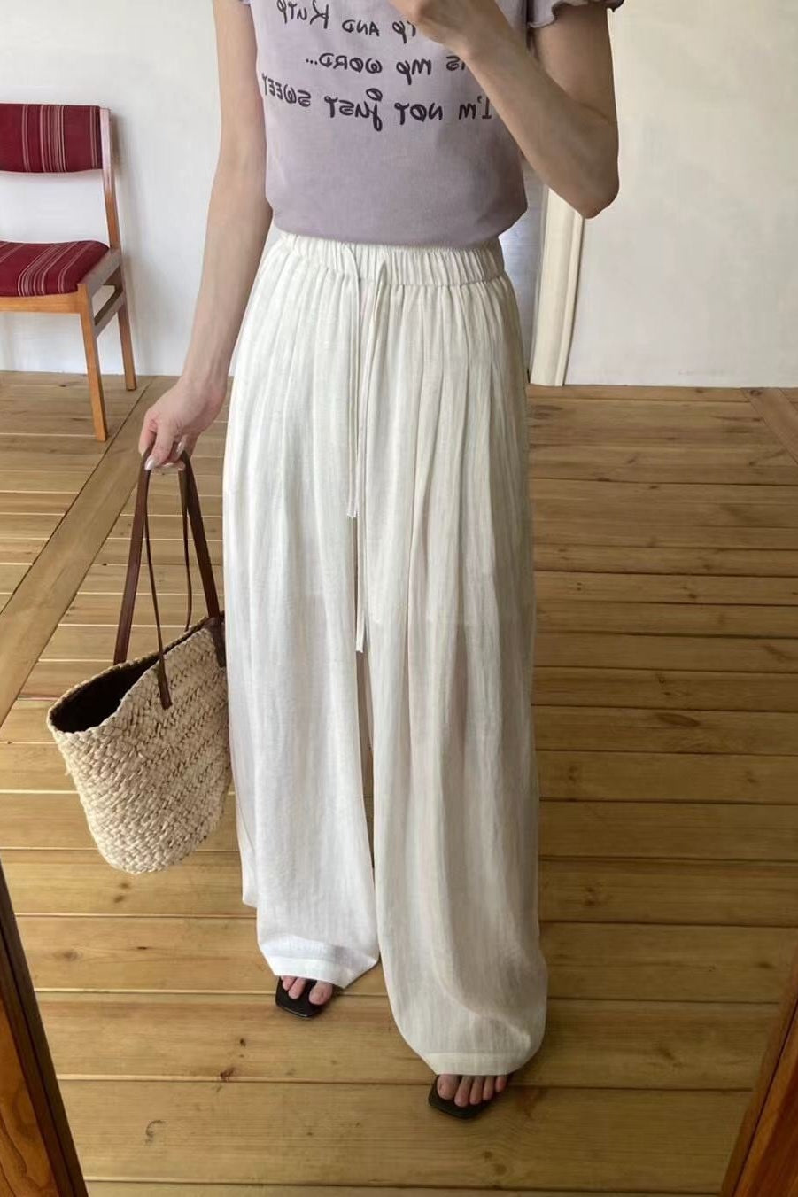Airy Linen Blend Wide Summer Daily Pants - Luckyplanetusa