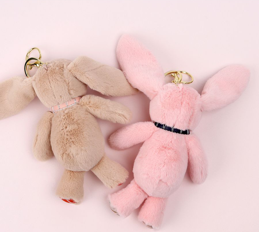 Pearl Rabbit Plush Doll Keyring (Random Color)