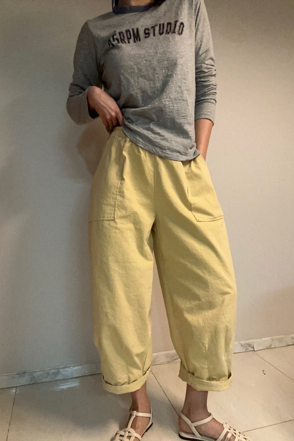 Soft Utility Cotton Wide Pants Daily Essential Made in Korea - Luckyplanetusa