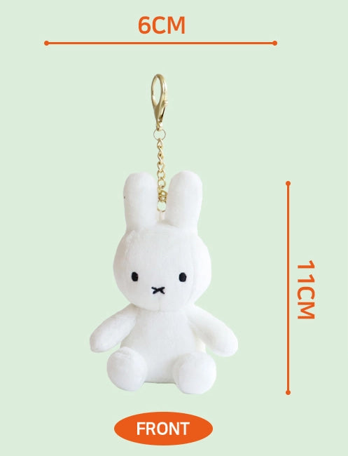 Miffy keyring plush dolls in Light (glow-in-the-dark), Silver, and Gold