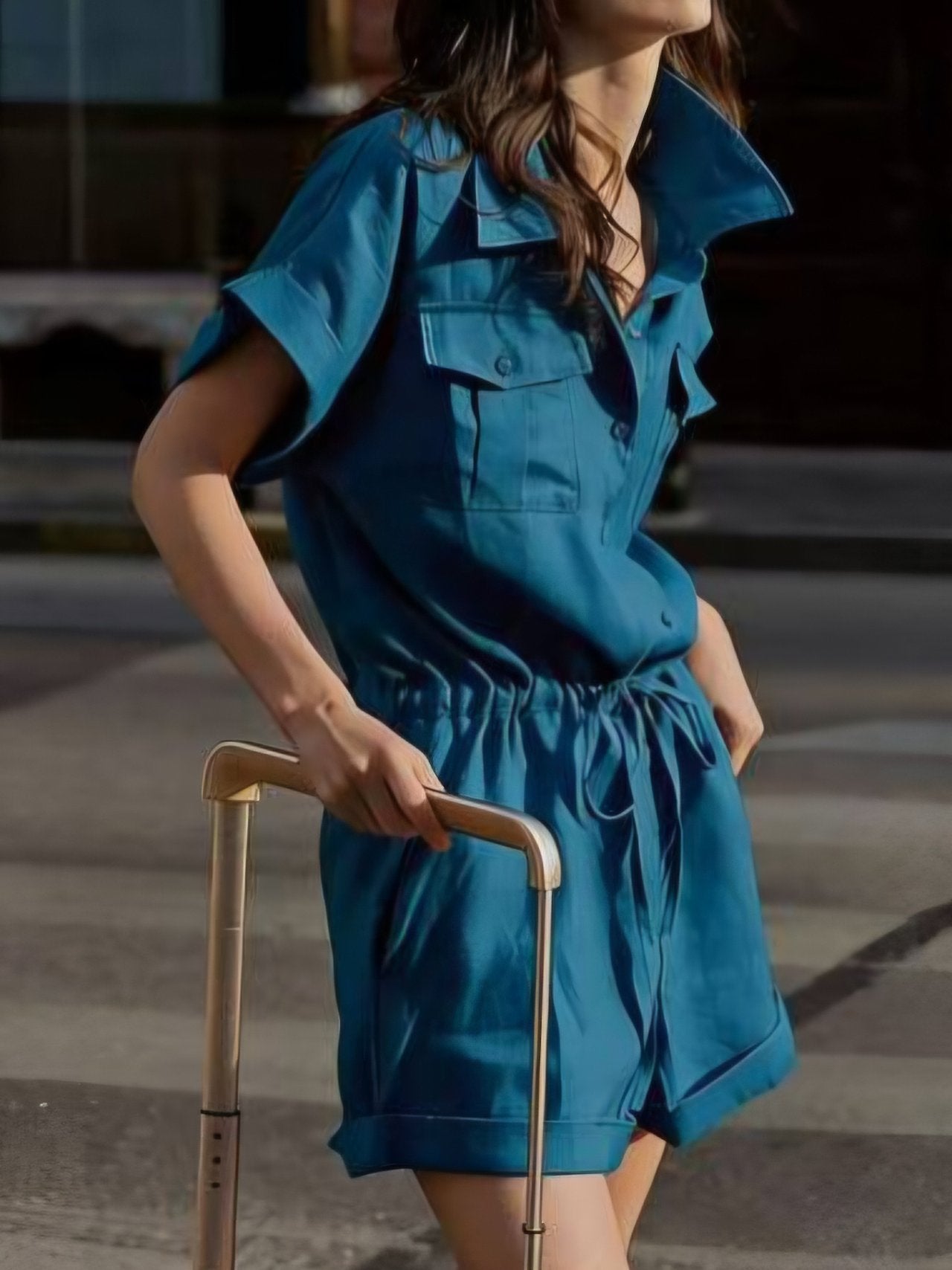 Linen Breeze Utility Romper - Luckyplanetusa