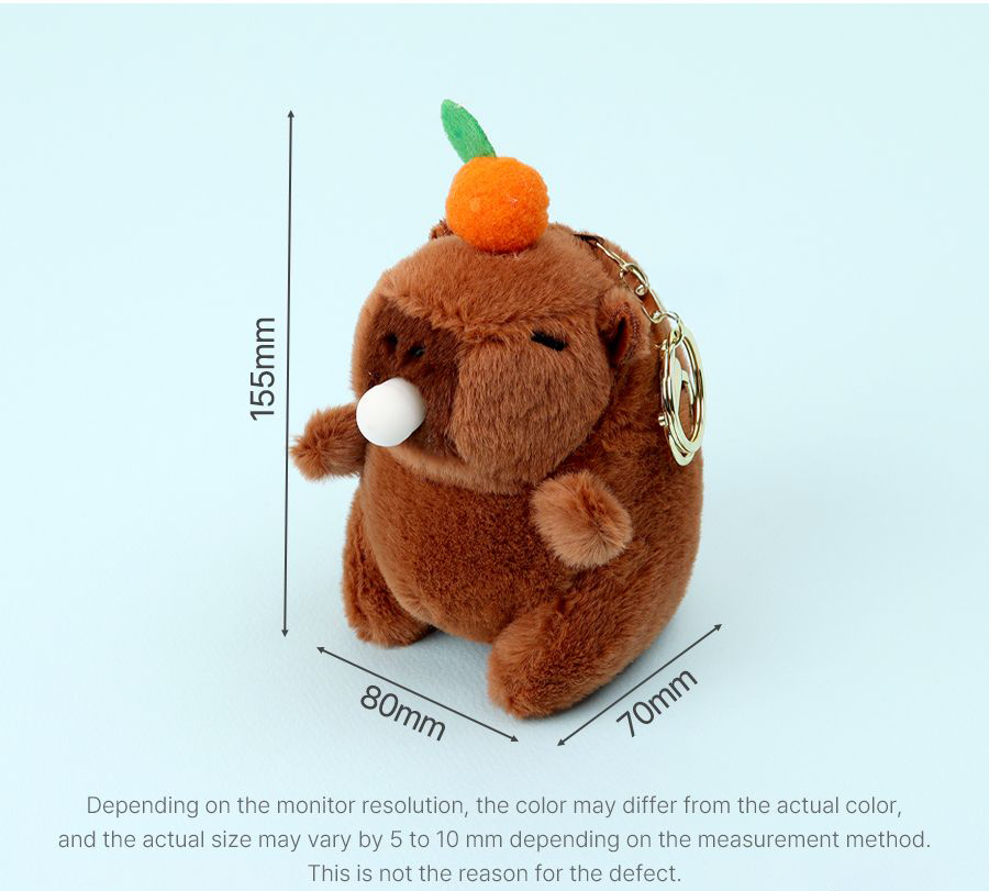 Bubble Gum Capybara Plush Keyring