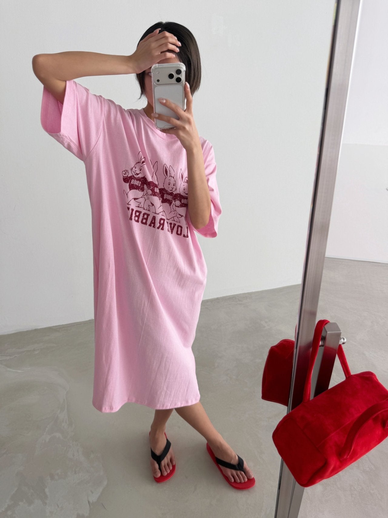 Love Rabbit Oversized Cotton T-Shirt Dress