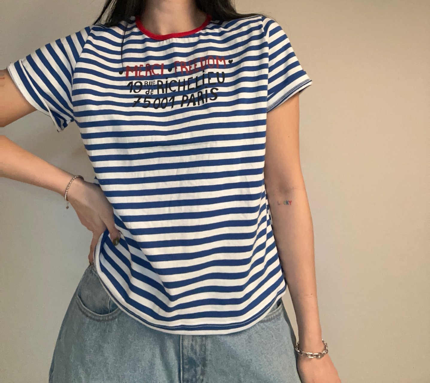 Paris Stripe Graphic Tee - Luckyplanetusa