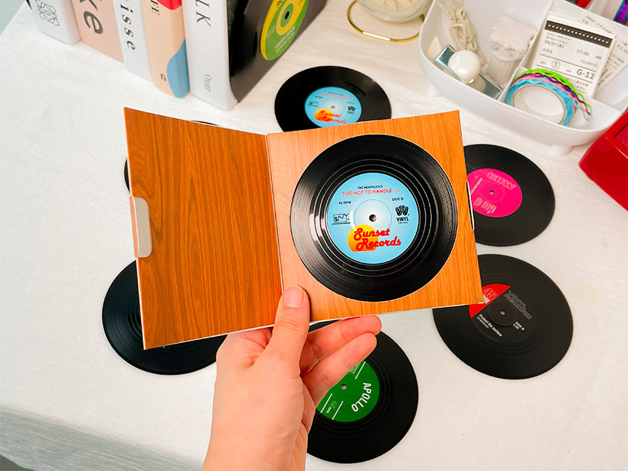Retro Vinyl Record Drink Coaster Set - 6pcs