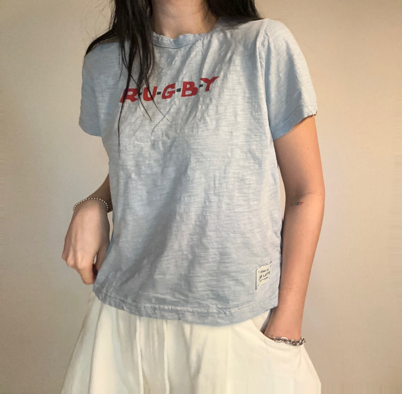 RUGBY Slub Cotton Tee natural wrinkled finish Made in Korea - Luckyplanetusa