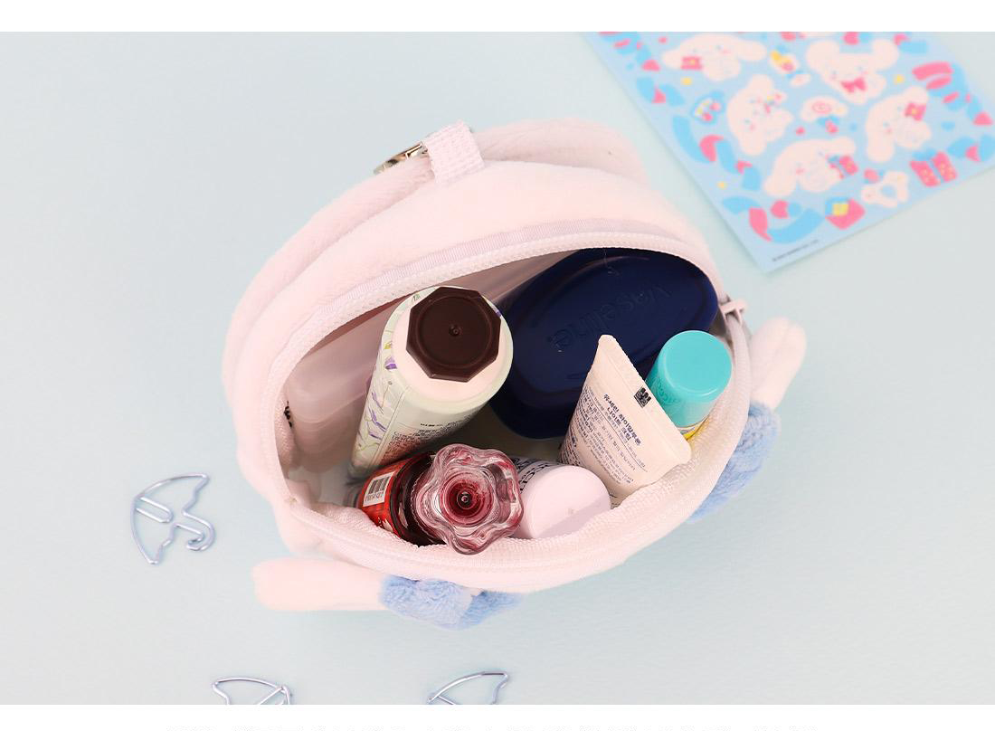 Cinnamoroll Fluffy Coin Pouch with Keychain and Mirror