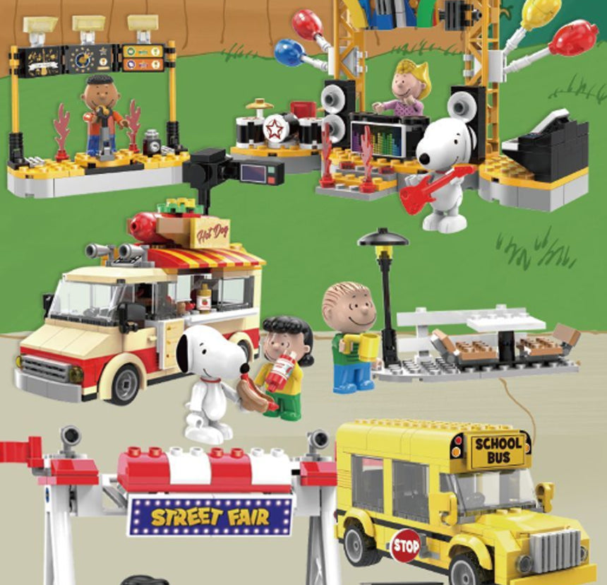 Snoopy Street Fair – Hot Dog Food Truck & Park Bench Block set(289 pcs)
