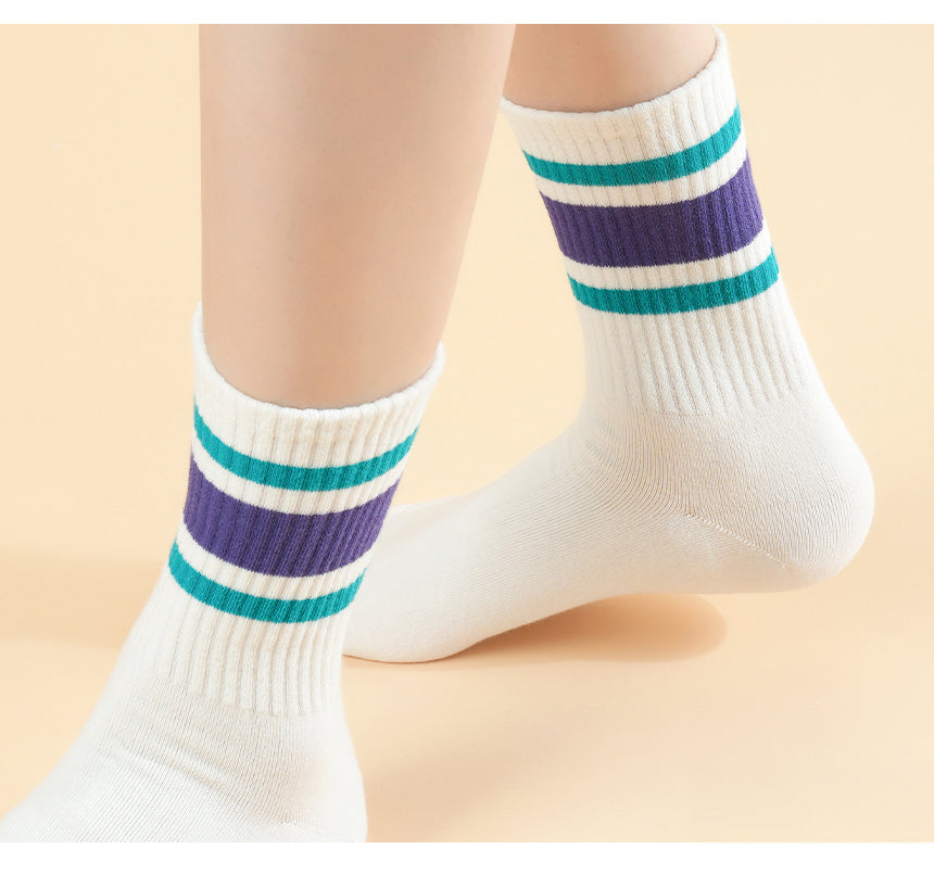 Color Stripe Crew Socks 4 Colors