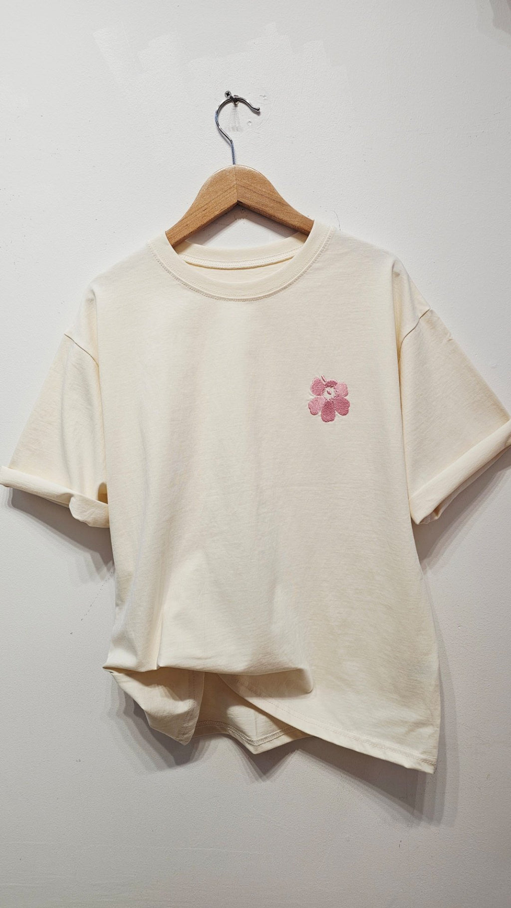 Blossom Embroidery Cotton Tee - Luckyplanetusa