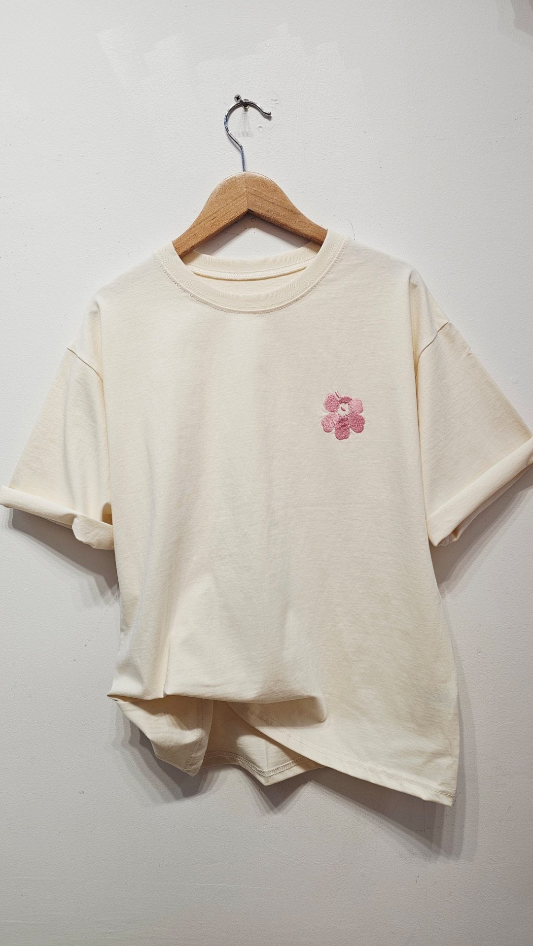 Blossom Embroidery Cotton Tee - Luckyplanetusa