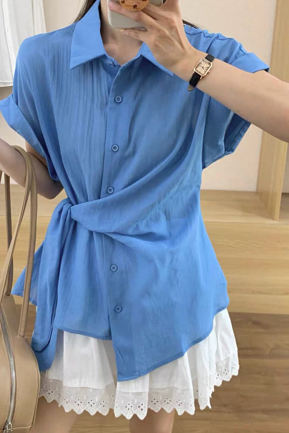 Soft Wrap Tie Blouse - Luckyplanetusa