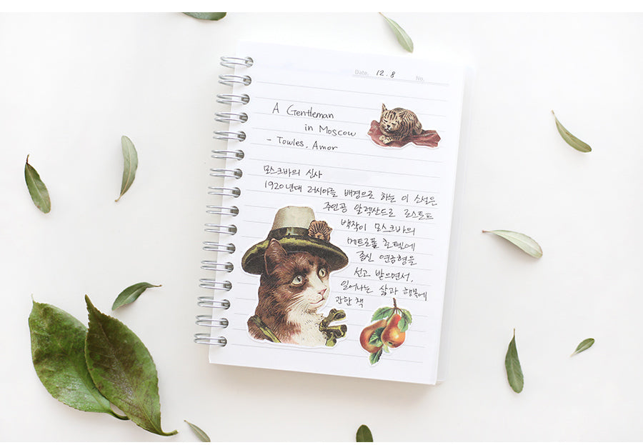 Vintage Cat Cutting Sticker Set 5 Styles