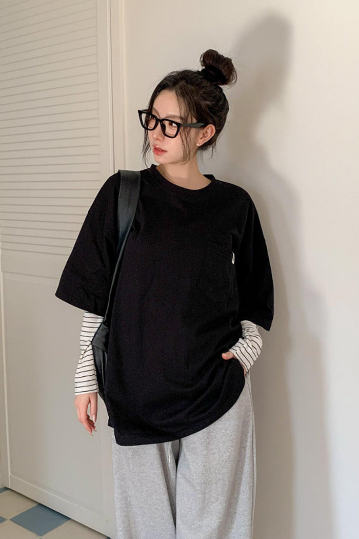 Everyday Ease Pocket Cotton Tee Made in Korea - Luckyplanetusa