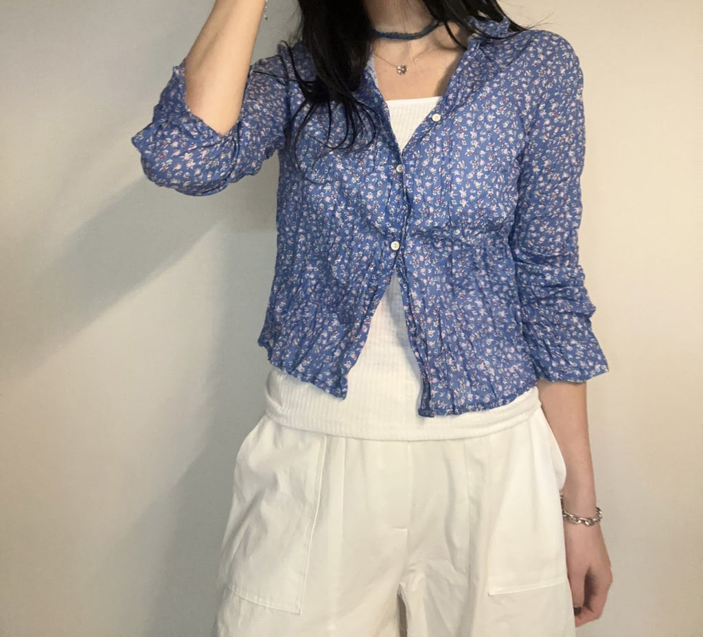 Petite Garden Shirring Cotton Blouse Made in Korea - Luckyplanetusa