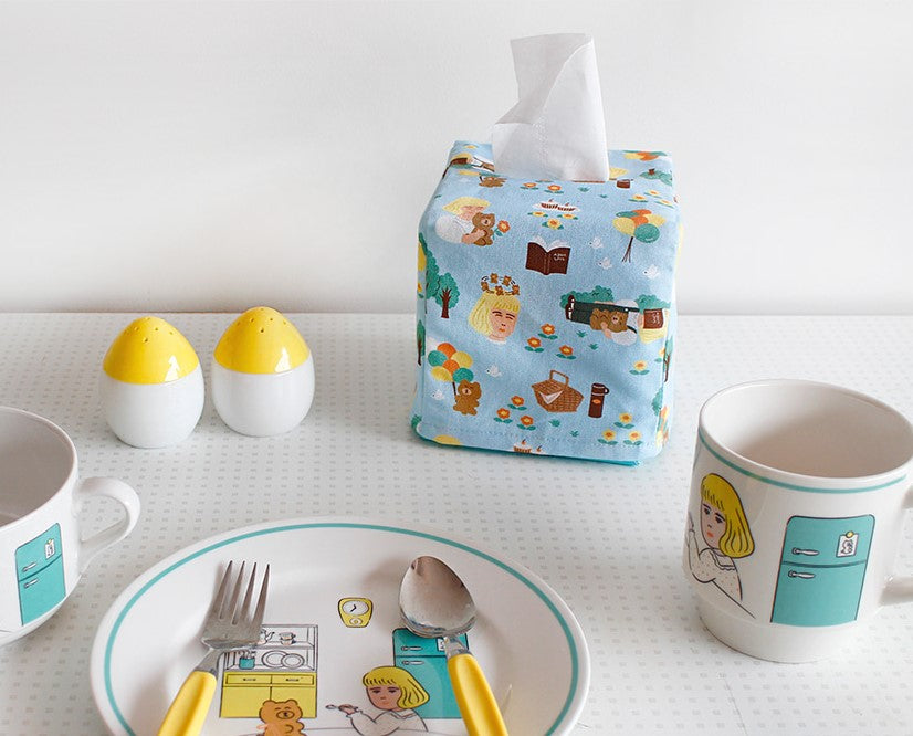 Canvas Square Tissue Box Cover/Case- Home Deco