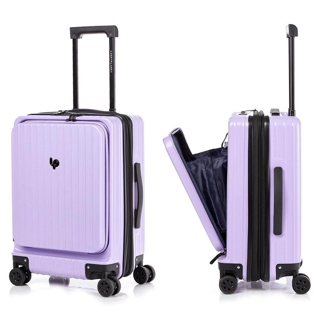 Gobeyond carry on suitcase Purple with laptop pocket and cup holder