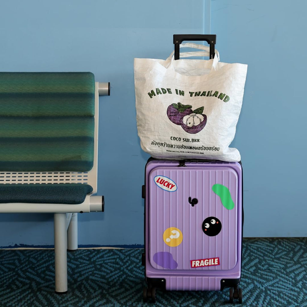 Gobeyond carry on suitcase Purple with laptop pocket and cup holder