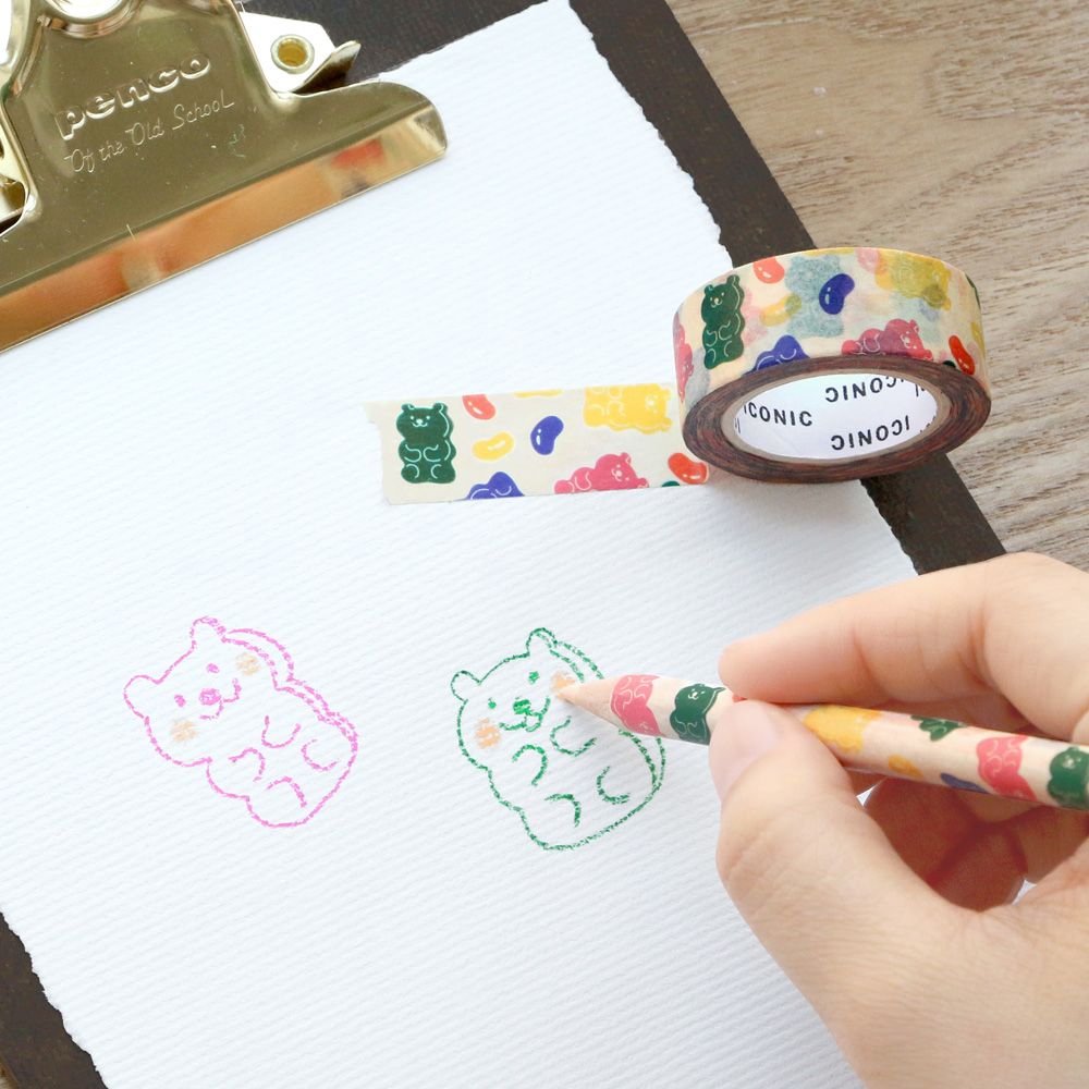 Vintage Mood Masking Tape-Bear, Jelly Bean, Ticket-decorate/scrapbook/photo deco