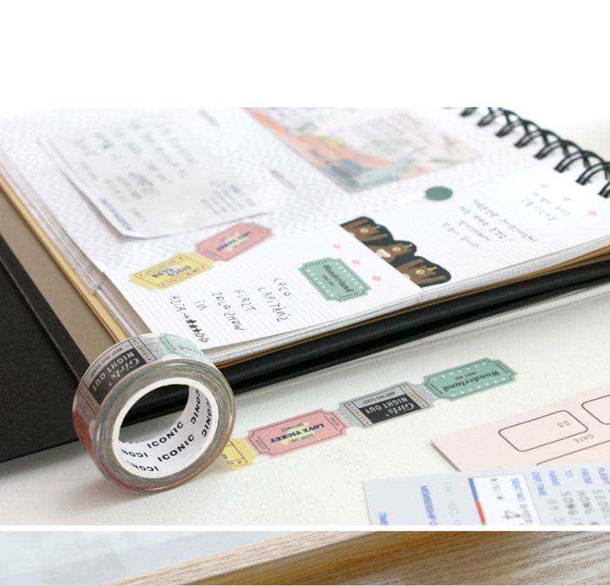 Vintage Mood Masking Tape-Bear, Jelly Bean, Ticket-decorate/scrapbook/photo deco